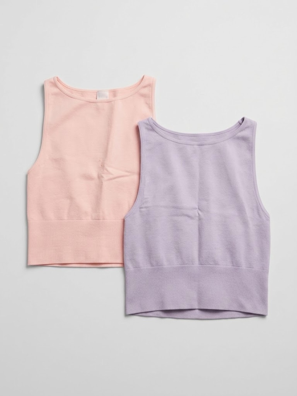 Sleeveless Crop Tank Tops - Light Orange & Lavender